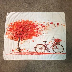 Autumn Fall tree leafs falling bicycle tapestry